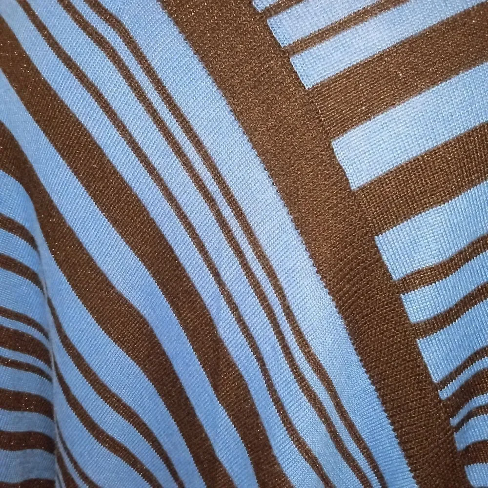 Ellen Tracy Blue and Black Shimmer  Pancho/ Shawl Size M/l